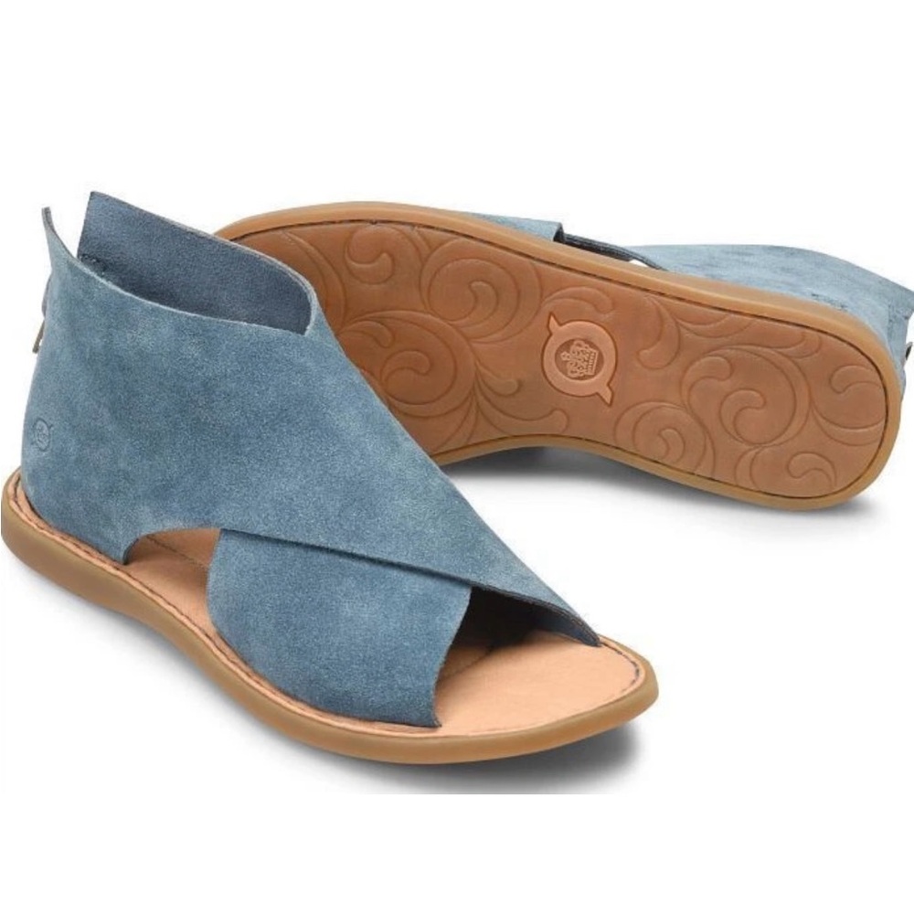 Born Denim Blue Suede Sandals Like New Condition